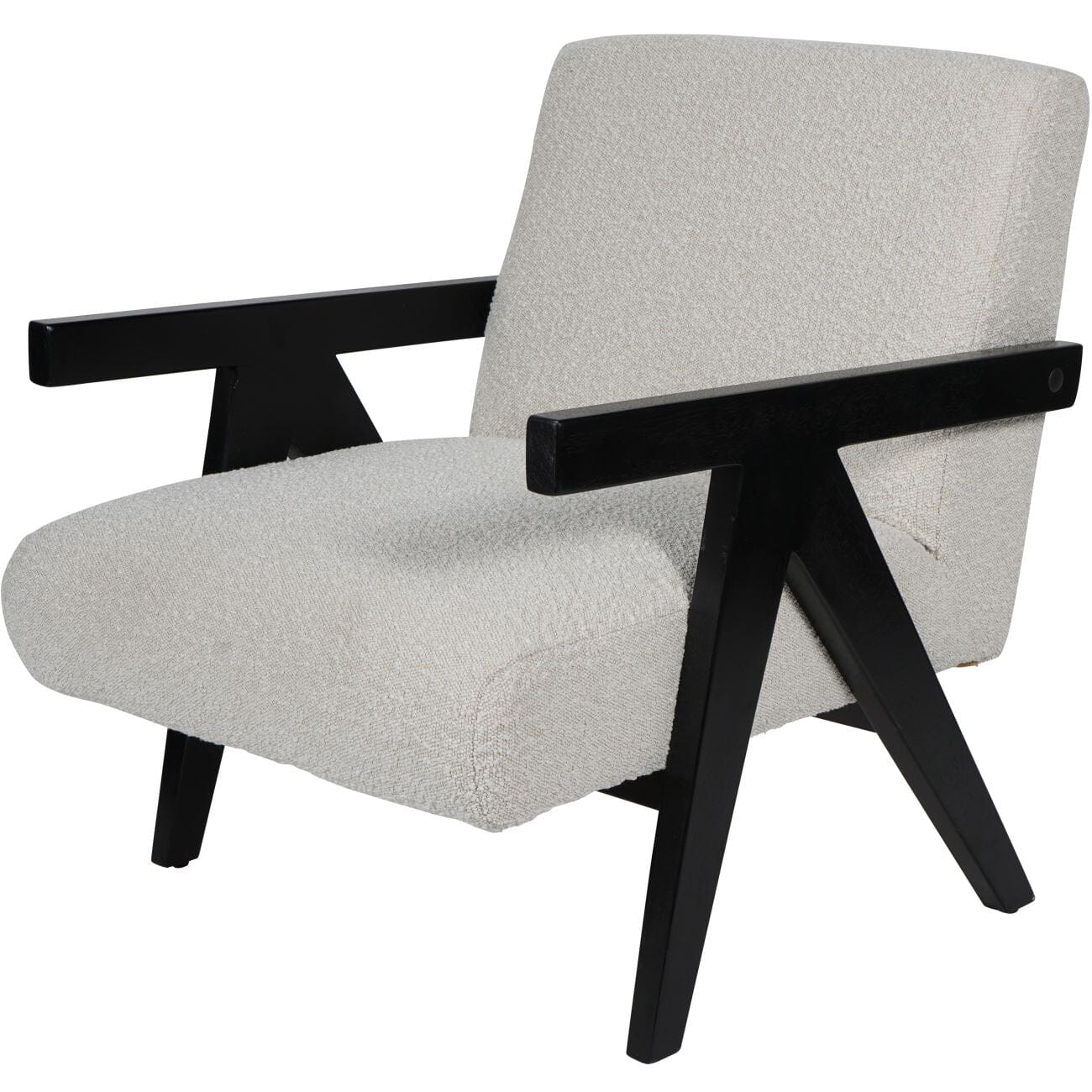Wren Black Wood & Cream Boucle Accent Chair Furniture 