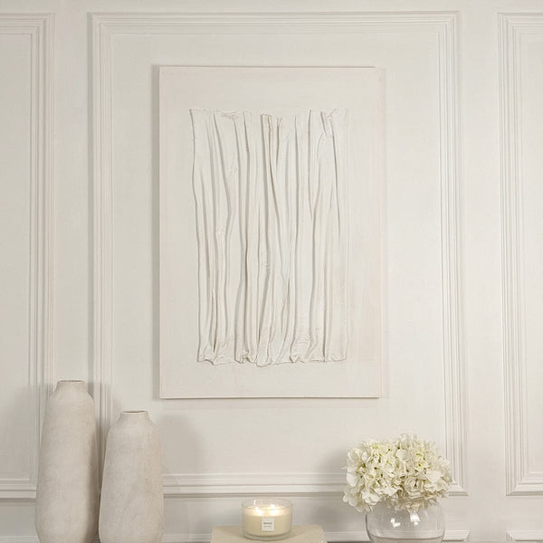 Wren White Textured Abstract Lines Canvas Wall Art Accessories 