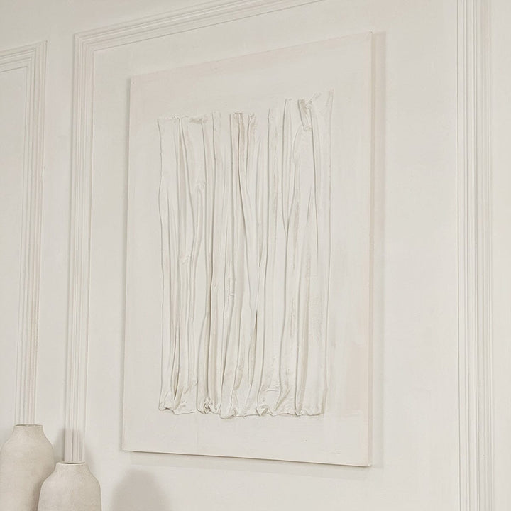 Wren White Textured Abstract Lines Canvas Wall Art Accessories 