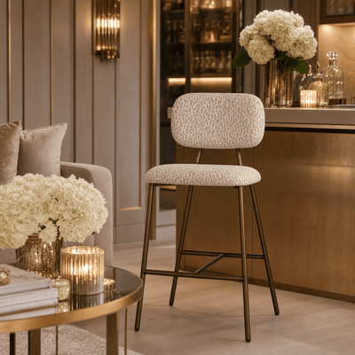 Xavier Cream Leopard Print Bar Stool - Set of 2 Furniture 