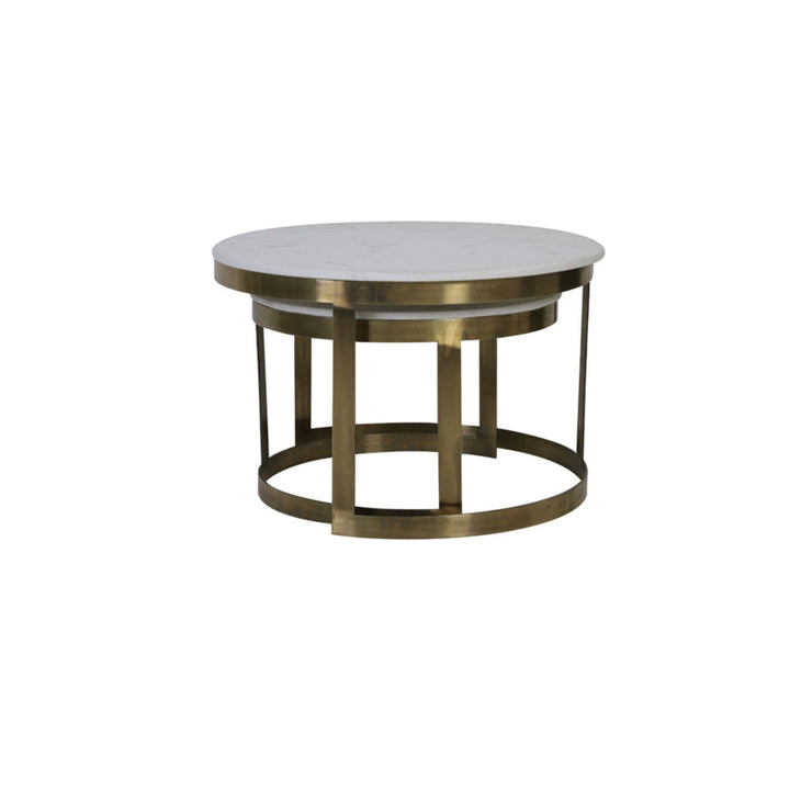 Xena Brushed Brass Nested Coffee Tables with Marble Top - Set of 2 Furniture 