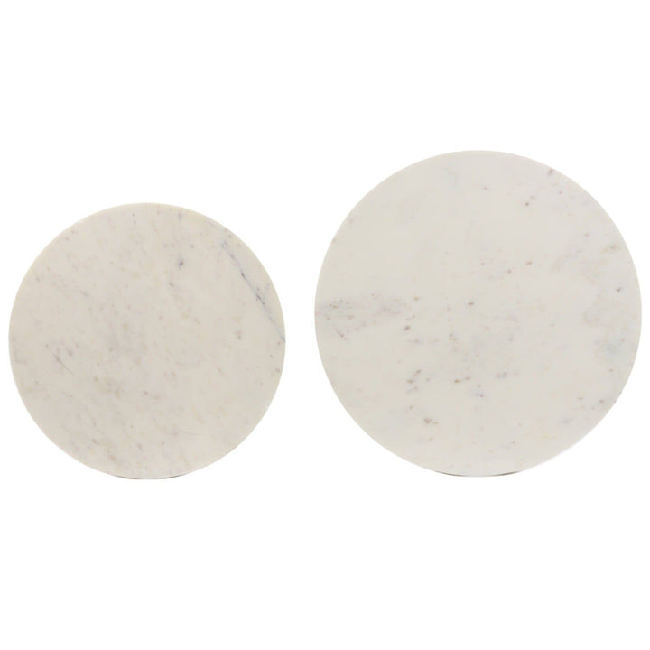 Xena Brushed Brass Nested Side Tables with Marble Top - Set of 2 Furniture 