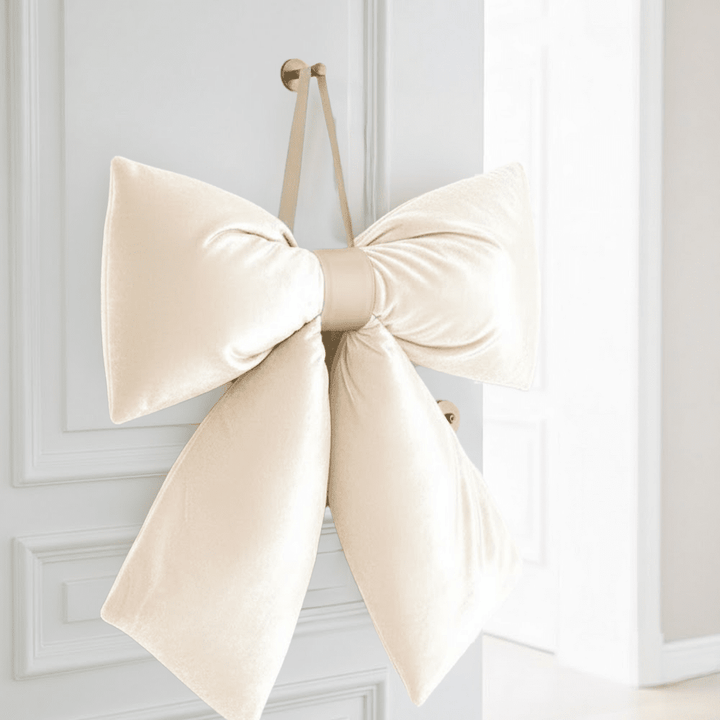XL Cream Velvet Decorative Bow Accessories 