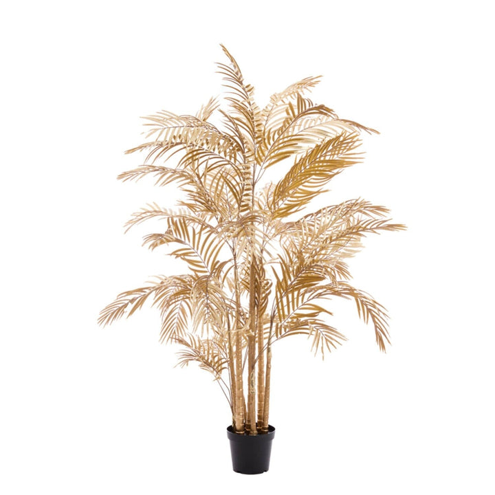 XL Metallic Light Gold Decorative Potted Faux Palm Tree Accessories 