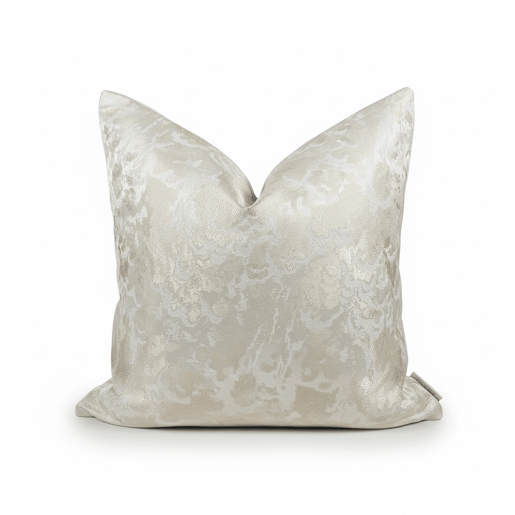 Yasmin Gold & Cream Metallic Cloud Print Cushion - 50x50cm Textiles 