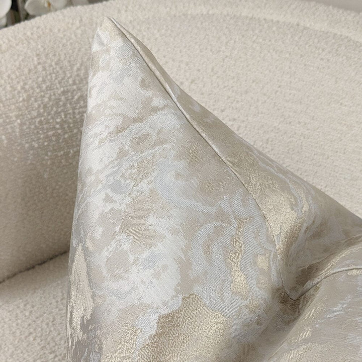 Yasmin Gold & Cream Metallic Cloud Print Cushion - 50x50cm Textiles 