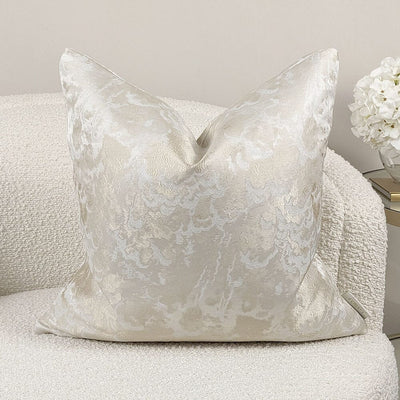 Yasmin Gold & Cream Metallic Cloud Print Cushion Cover - 50x50cm Textiles 