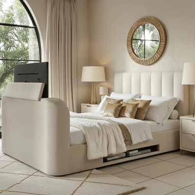 Zadie Cream Boucle Side Lift Ottoman TV Bed Beds and Headboards 