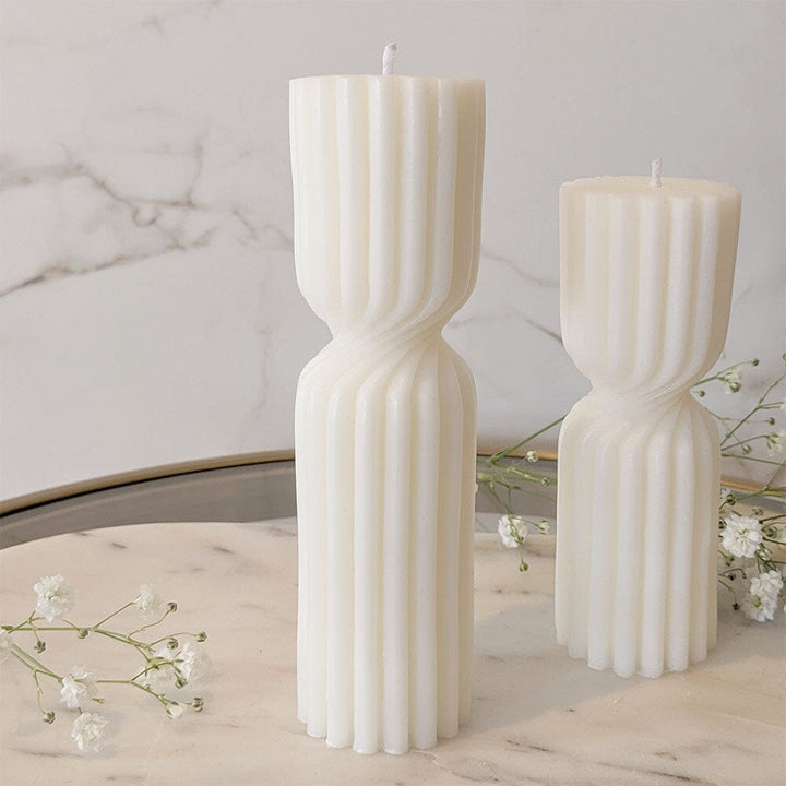 Zaina Large Ribbed White Pillar Candle Fragrance 