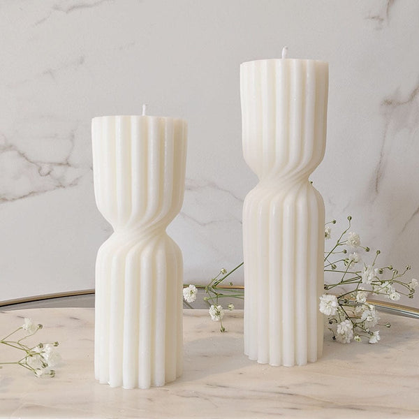 Zaina Medium Ribbed White Pillar Candle Fragrance 