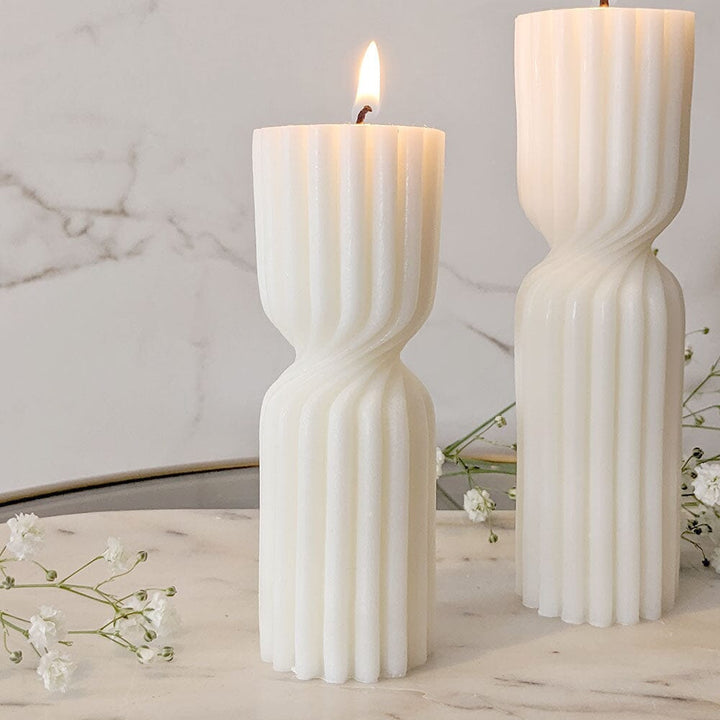 Zaina Medium Ribbed White Pillar Candle Fragrance 