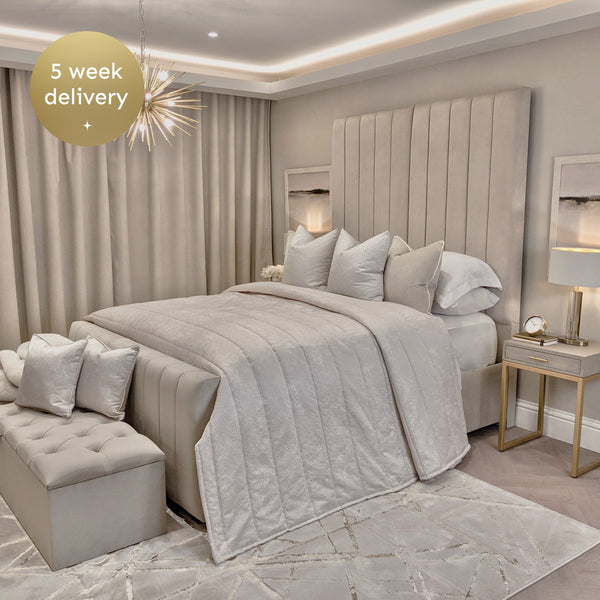 Zana Vanilla Luxury Panelled Bed MTO Beds and Headboards 