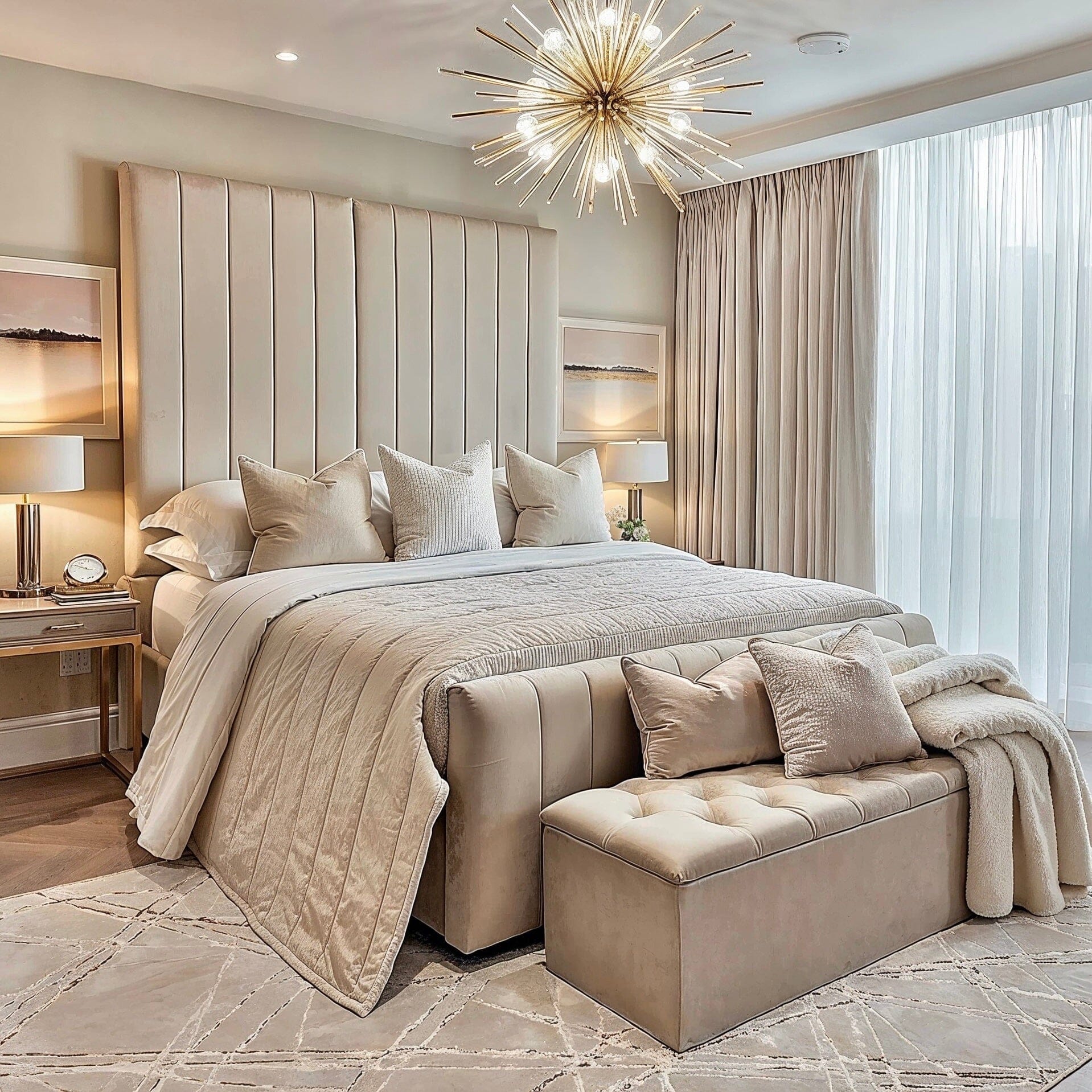 Zana Vanilla Luxury Panelled Ottoman Storage Bed Beds and Headboards 