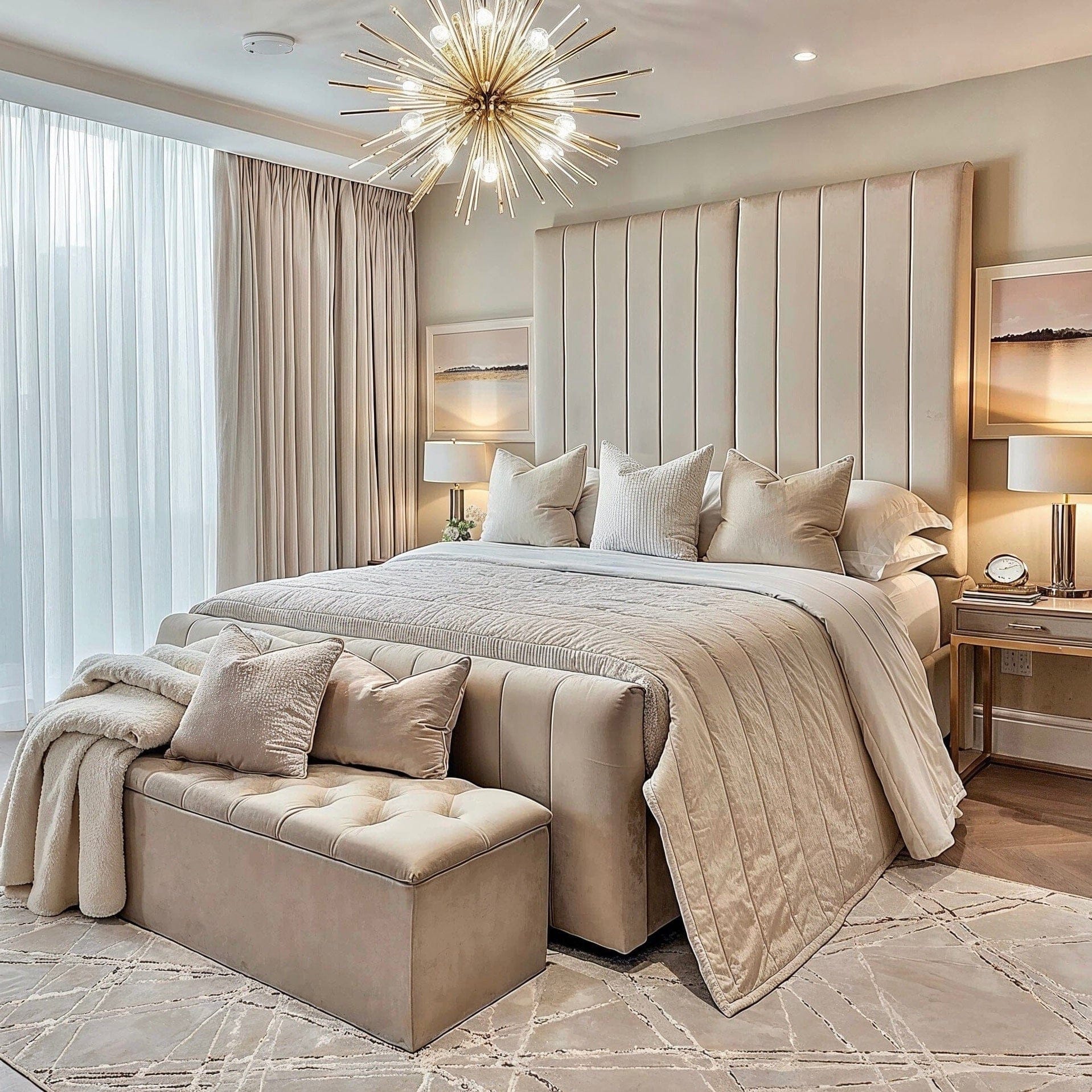 Zana Vanilla Luxury Panelled Ottoman Storage Bed Beds and Headboards 
