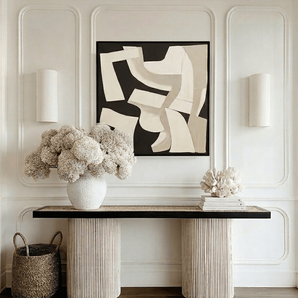 Zane Monochrome Abstract Textured Canvas Wall Art Accessories 