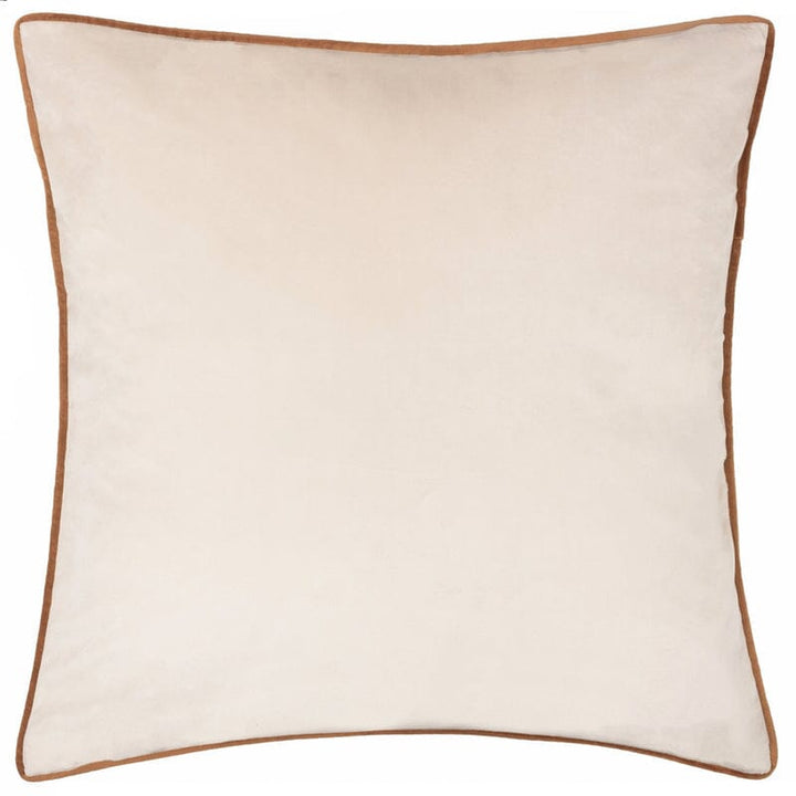 Zara Ecru Velvet Cushion with Rust Piping - 55x55cm Textiles 
