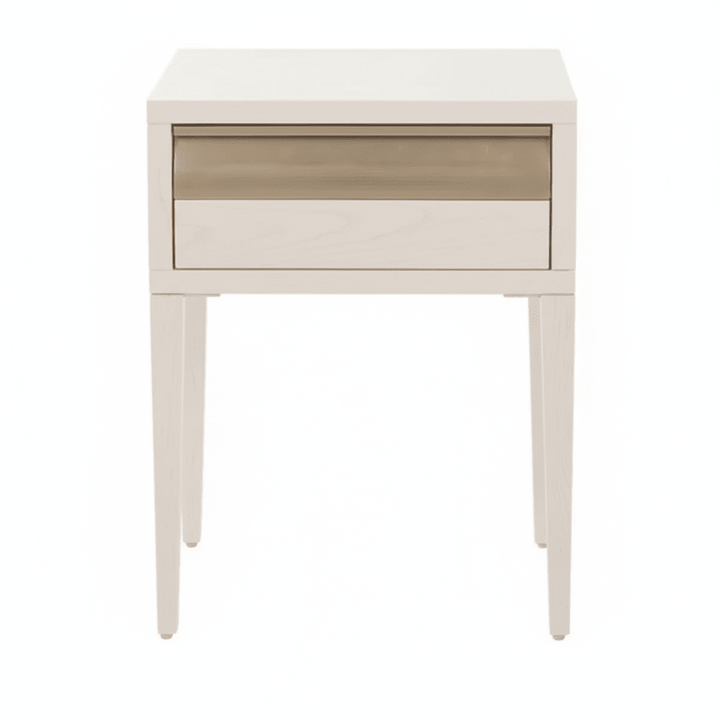 Zayd White & Bronze Premium Bedside Table Furniture 