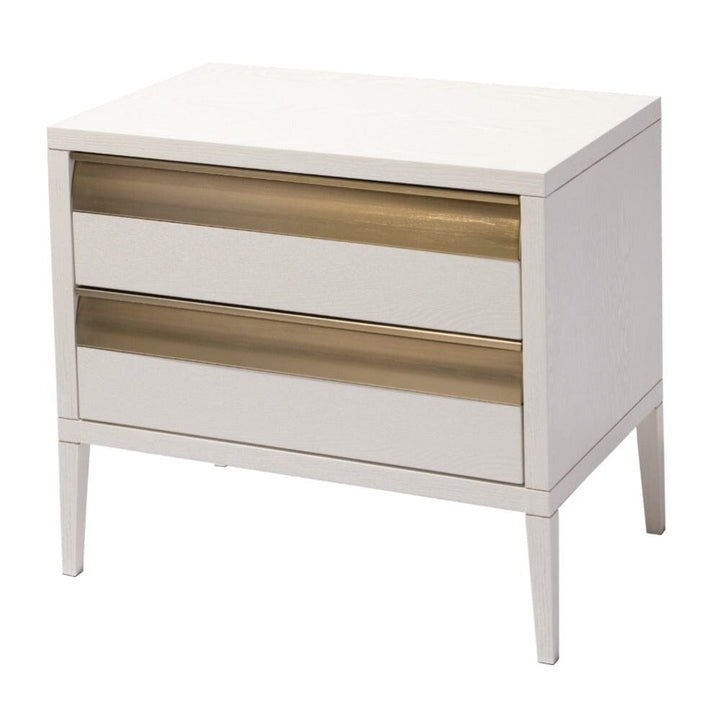 Zayd White & Bronze Premium Large Bedside Table Furniture 