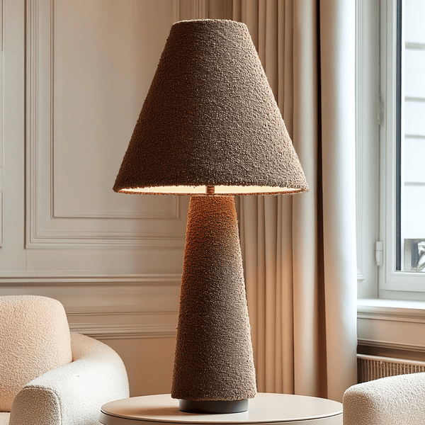 Zaylee Luxury Brown Boucle Table Lamp Lighting 