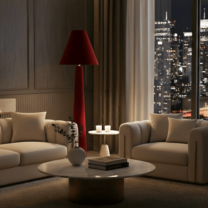 Zaylee Luxury Burgundy Velvet Floor Lamp Lighting 