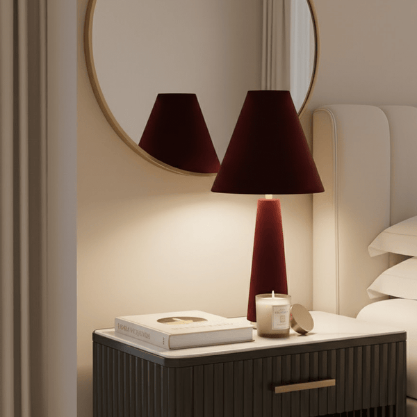 Zaylee Luxury Burgundy Velvet Table Lamp Lighting 