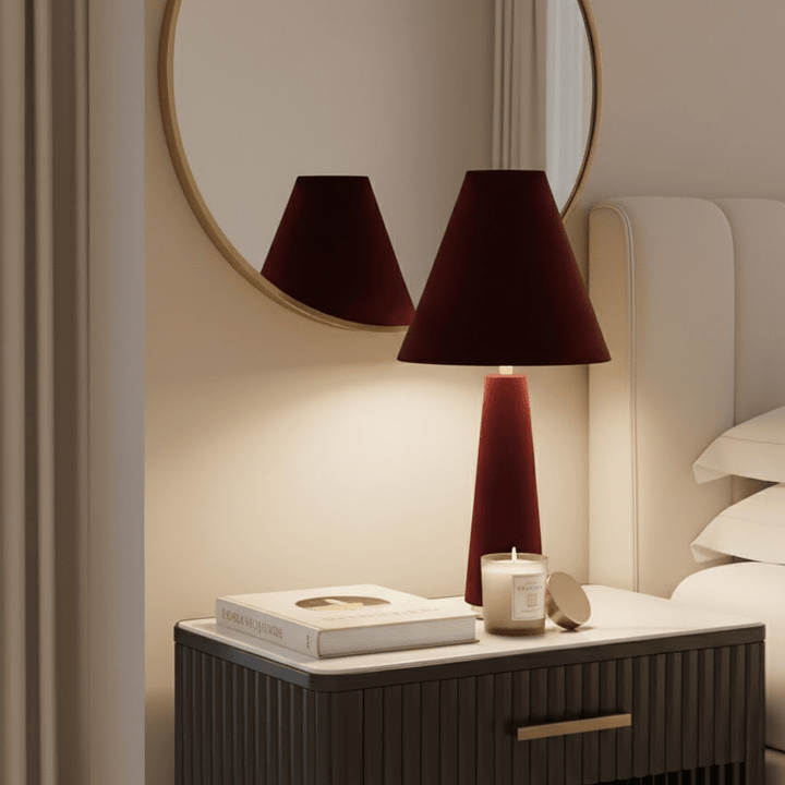 Zaylee Luxury Burgundy Velvet Table Lamp Lighting 