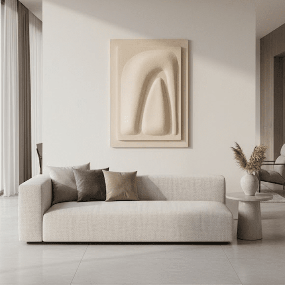 Zelah Cream Textured 3D Wall Art – Rowen Homes - Textured 3D Wall Art For Apartment