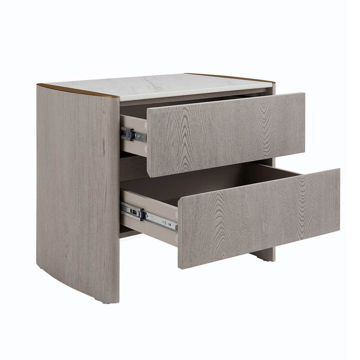 Zendaya 2 Drawer Washed Oak Bedside with Stone Top Furniture 