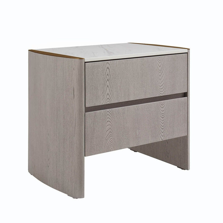 Zendaya 2 Drawer Washed Oak Bedside with Stone Top Furniture 