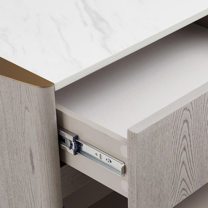 Zendaya 2 Drawer Washed Oak Bedside with Stone Top Furniture 