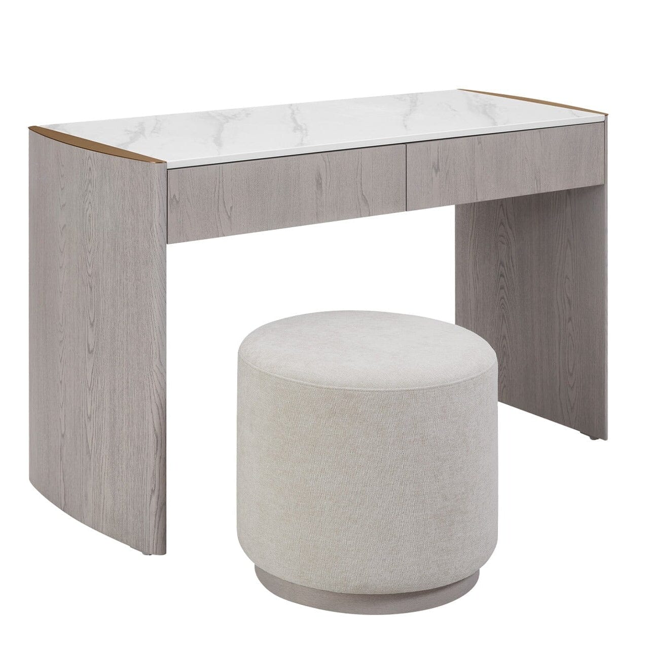 Zendaya 2 Drawer Washed Oak Dressing Table with Stone Top Furniture 