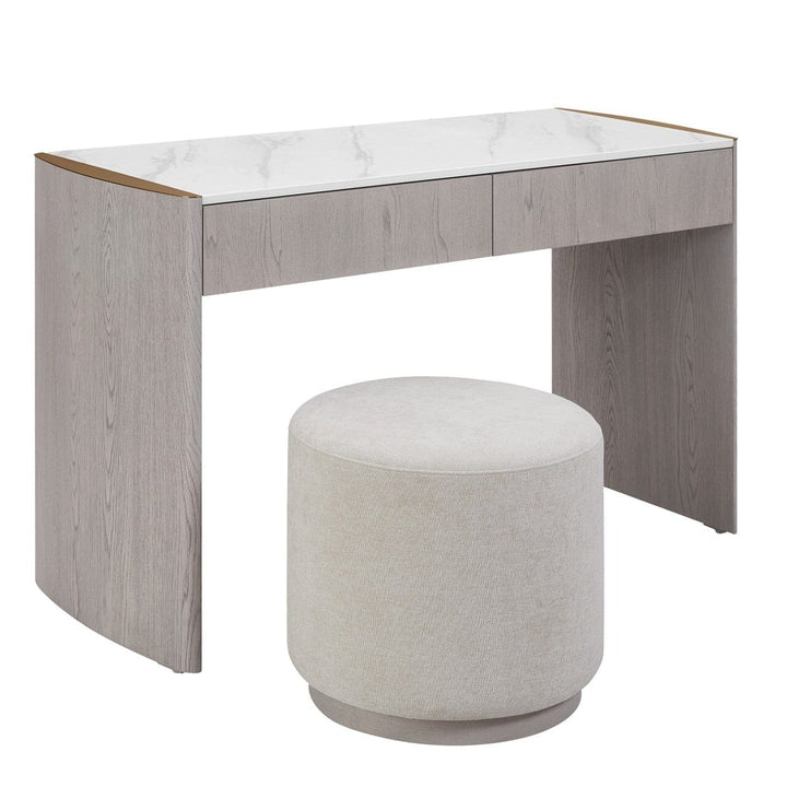 Zendaya 2 Drawer Washed Oak Dressing Table with Stone Top Furniture 