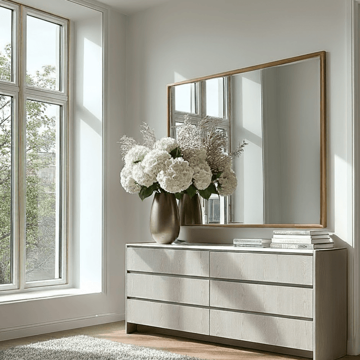 Zendaya 6 Drawer Washed Oak Chest with Stone Top Furniture 