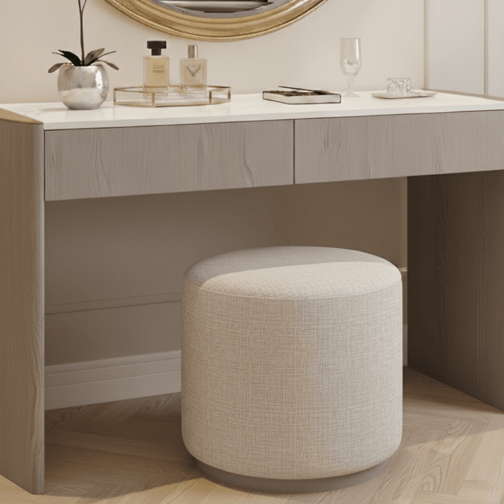 Zendaya Cream Dressing Stool with Washed Oak Base Furniture 
