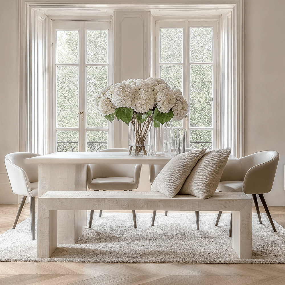 Zenica Luxury Whitewash Large Dining Bench