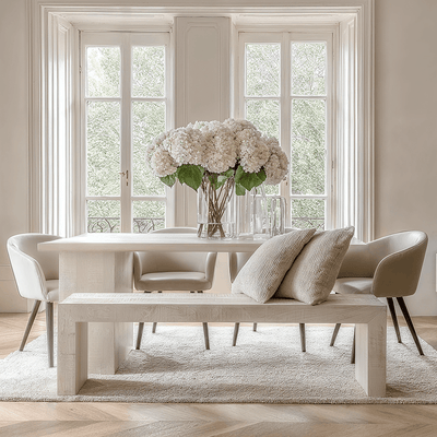 Zenica Luxury Whitewash Large Dining Bench Furniture 