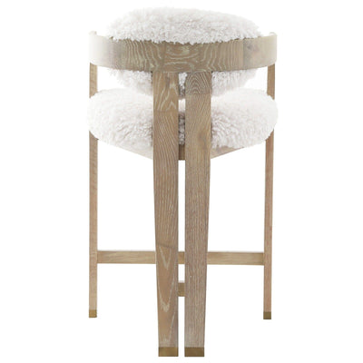 Zenith Faux Sheepskin & Washed Wood Bar Stool Furniture 