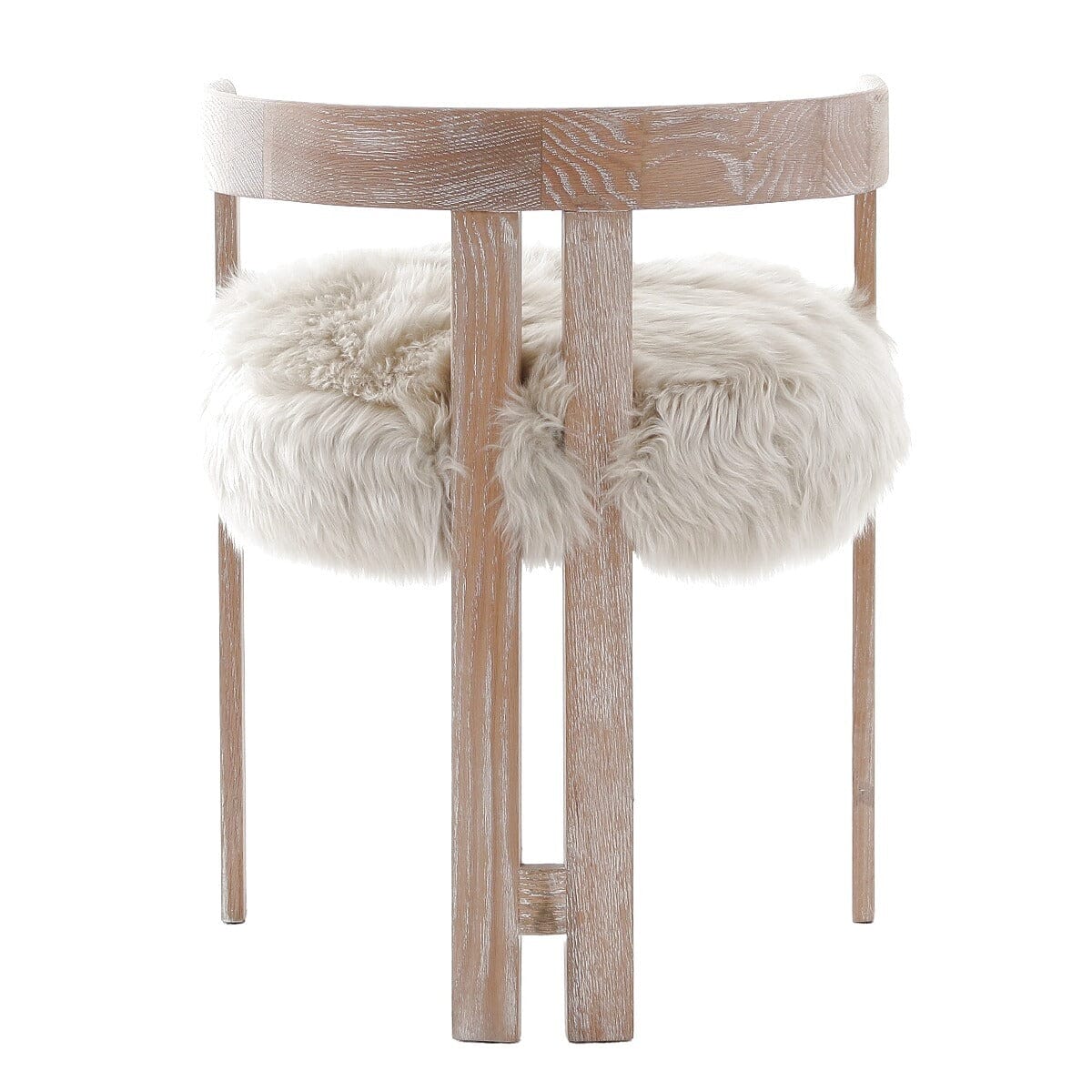 Zenith Faux Sheepskin & Washed Wood Dining Chair Furniture 