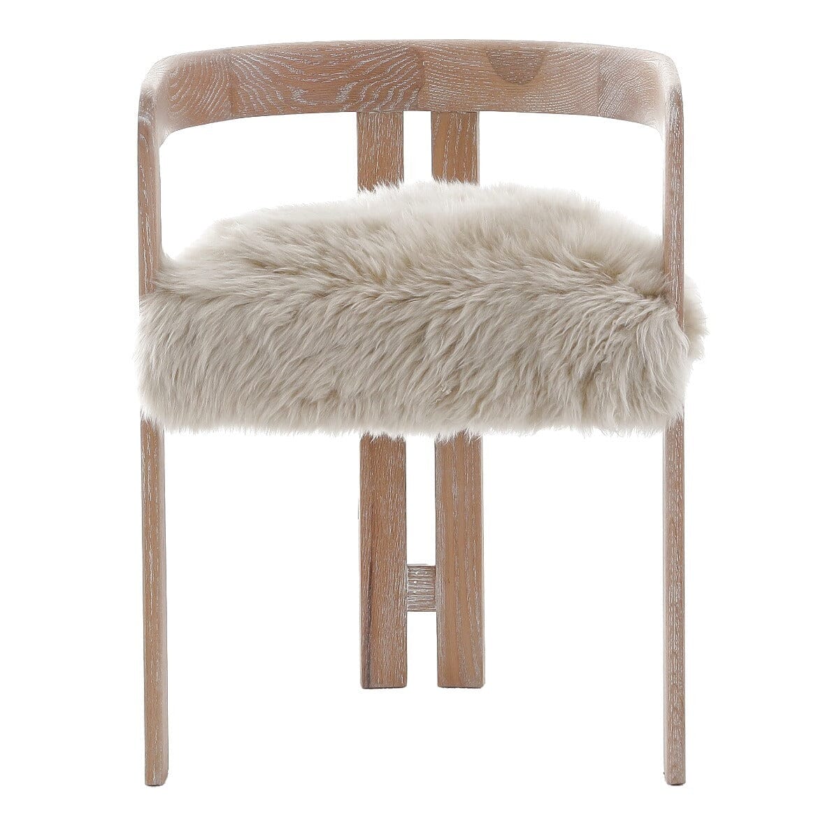 Zenith Faux Sheepskin & Washed Wood Dining Chair Furniture 