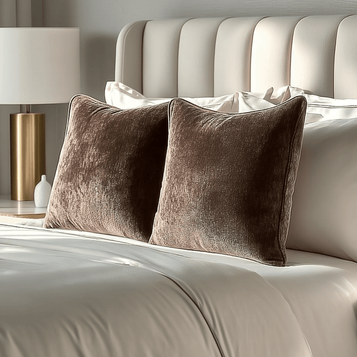 Zephyr Chocolate Brown Heavy Chenille Velvet Cushion- 50x50cm 