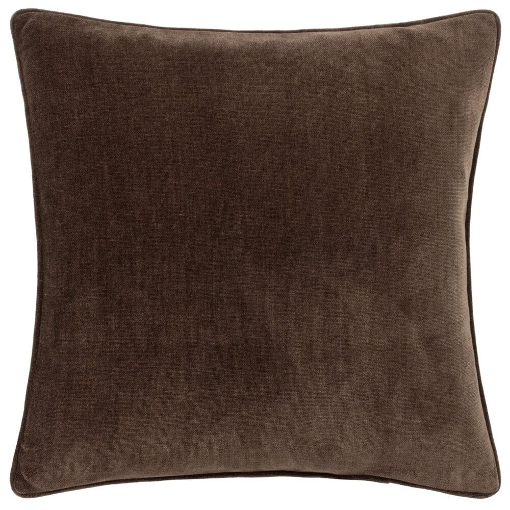 Zephyr Chocolate Brown Heavy Chenille Velvet Feather Filled Cushion- 50x50cm