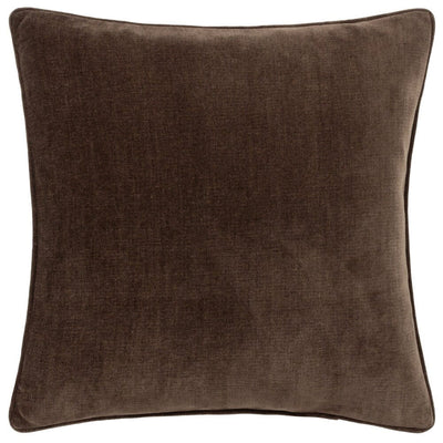 Zephyr Chocolate Brown Heavy Chenille Velvet Feather Filled Cushion- 50x50cm