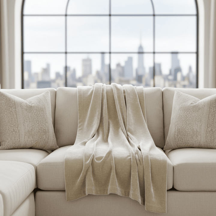 Zephyr Cream Heavy Chenille Velvet Throw Textiles 