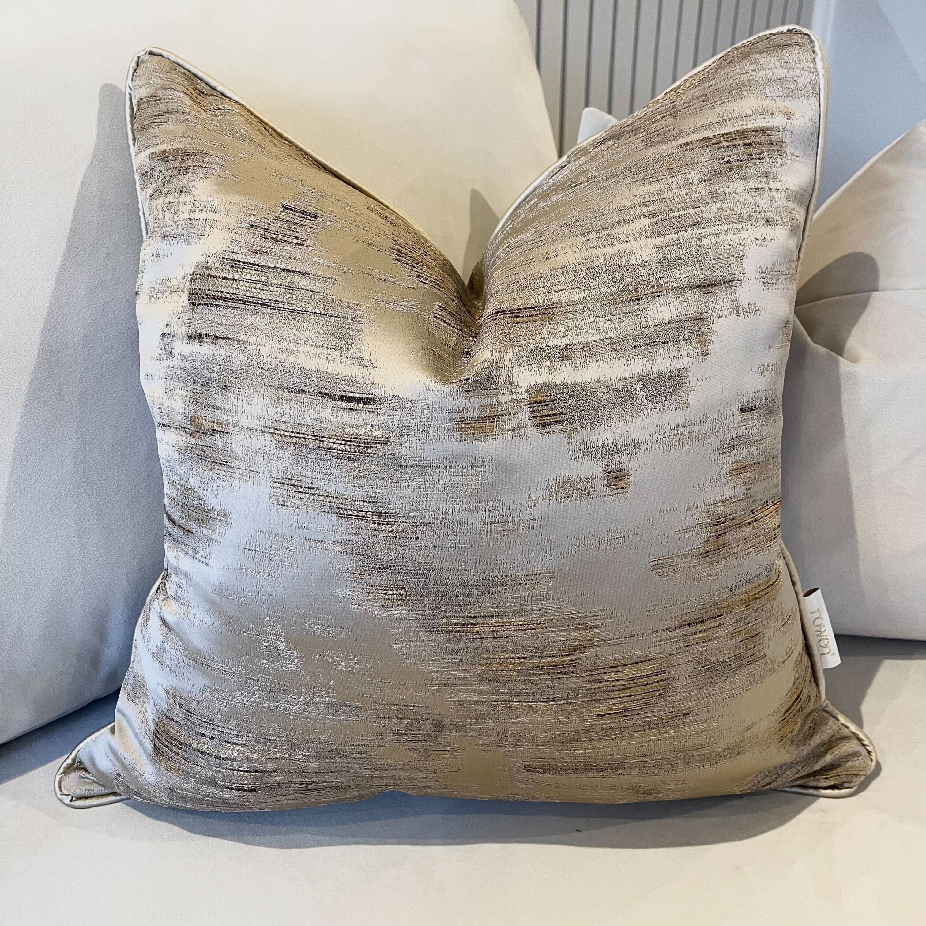 Zirconium Golden Topaz Metallic Patterned Cushion Cover - 50x50cm