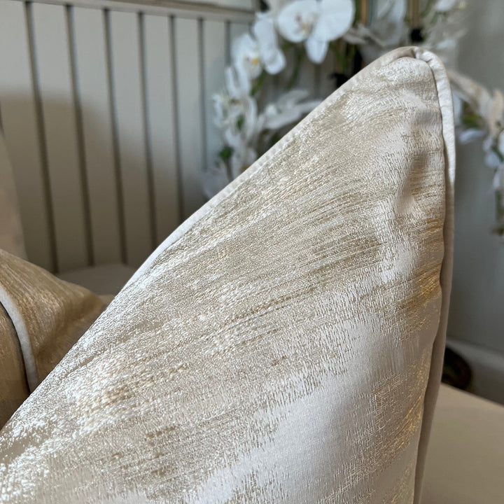 Zirconium Oyster & Gold Metallic Patterned Cushion - 50x50cm Textiles 