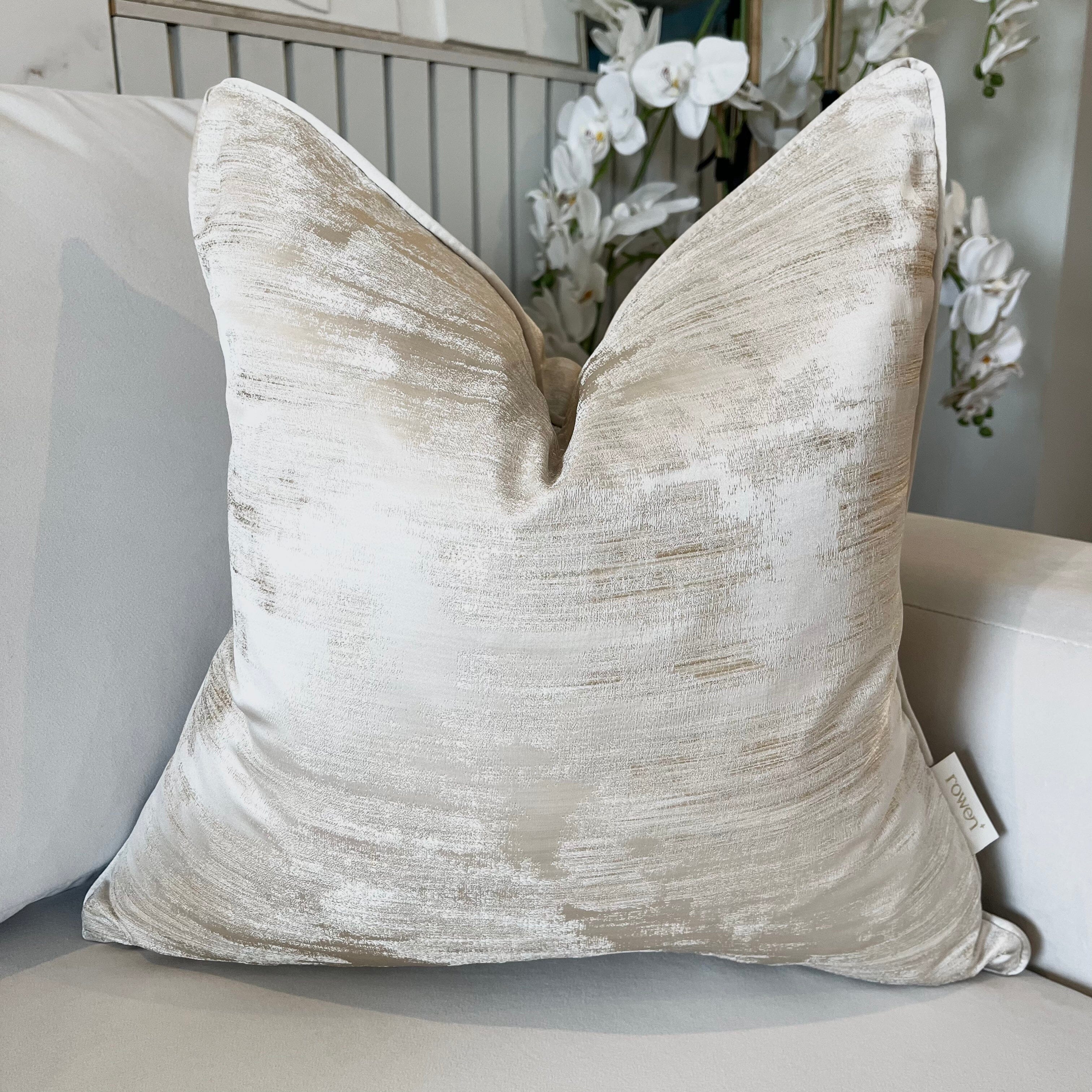 Zirconium Oyster & Gold Metallic Patterned Cushion Cover - 50x50cm Textiles 