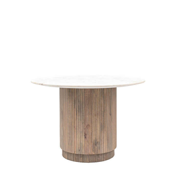 Marble Ribbed Table Zoe Neutral Ribbed Wooden Round Dining Table with Marble Top – Rowen Homes