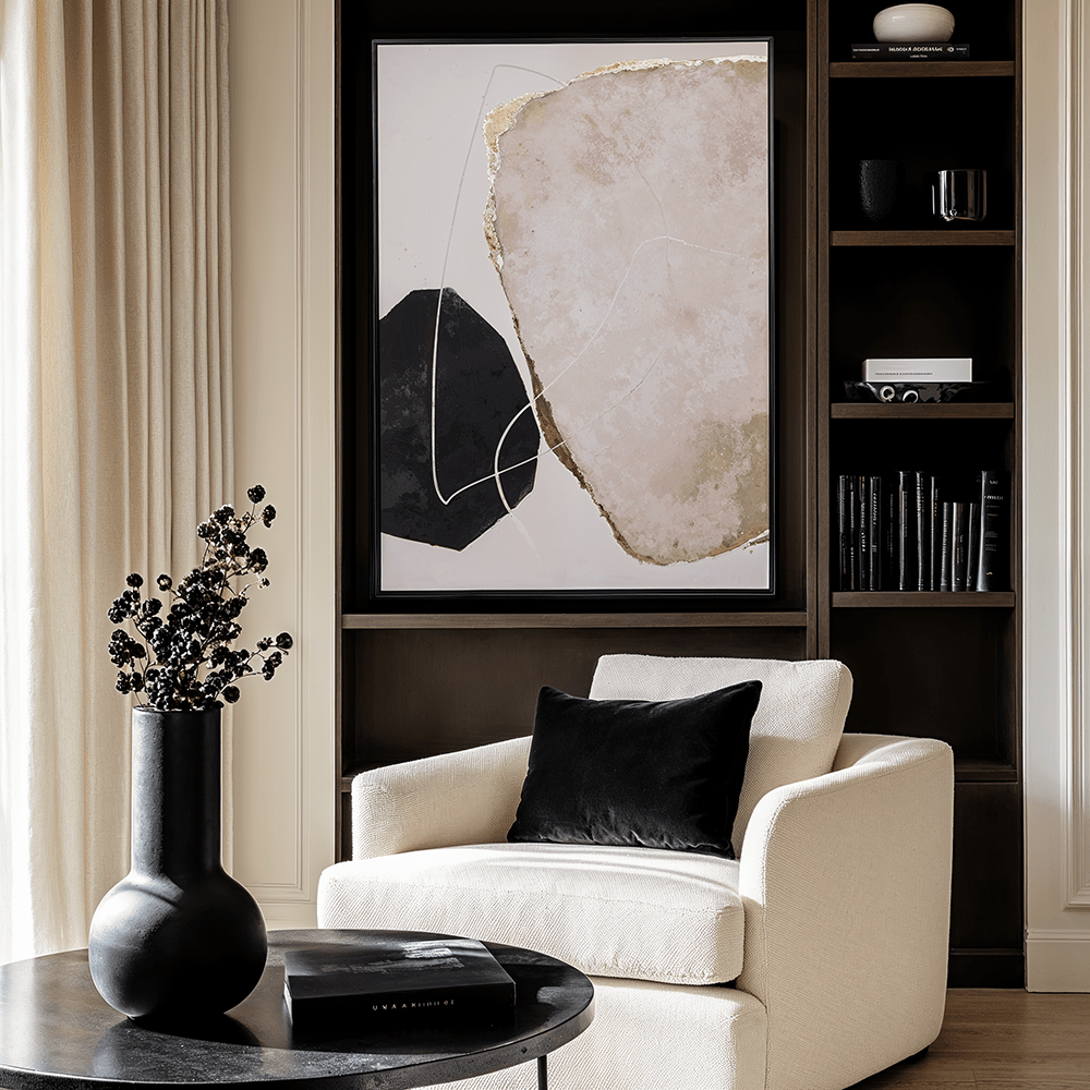 Zola Large Framed Neutral & Black Canvas Wall Art – Rowen Homes