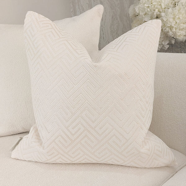 Zosia Cream & Gold Stitched Geometric Cushion - 50x50cm Textiles 