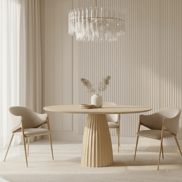 Zuzana Beige Round Dining Table Furniture 